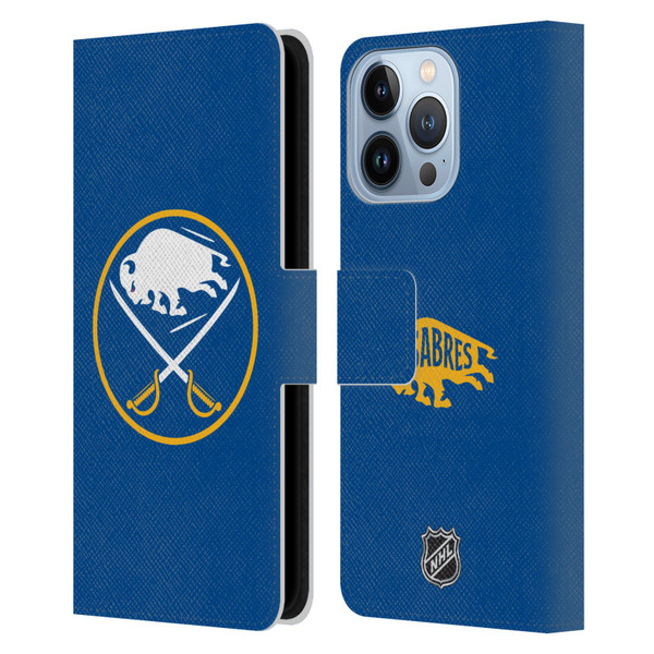 NHL Buffalo Sabres Plain Leather Book Wallet Case Cover For Apple iPhone 13 Pro