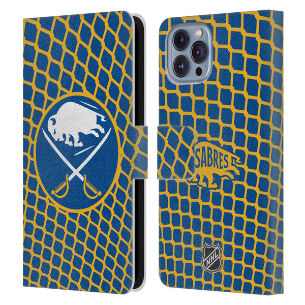 NHL Buffalo Sabres Net Pattern Leather Book Wallet Case Cover For Apple iPhone 14