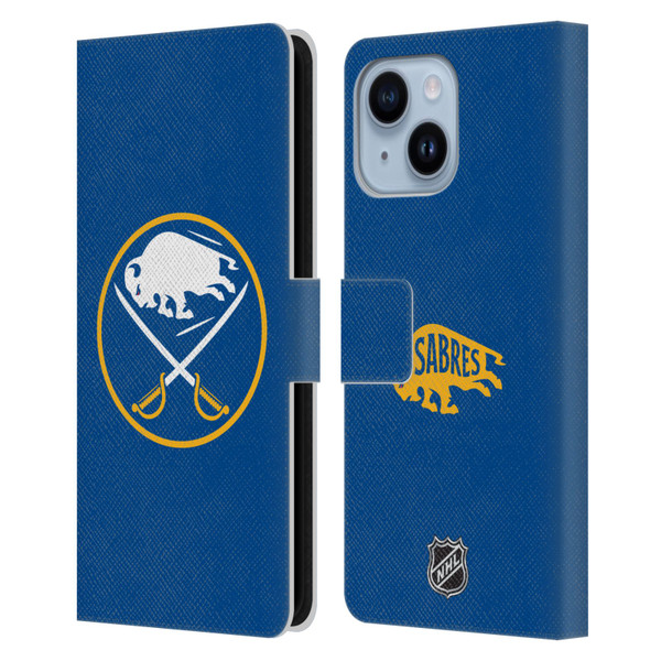 NHL Buffalo Sabres Plain Leather Book Wallet Case Cover For Apple iPhone 14 Plus