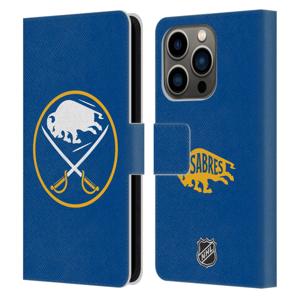 NHL Buffalo Sabres Plain Leather Book Wallet Case Cover For Apple iPhone 14 Pro