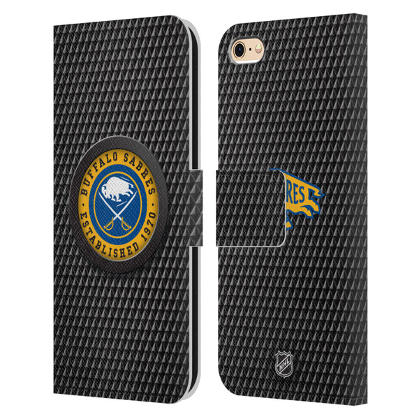 NHL Buffalo Sabres Puck Texture Leather Book Wallet Case Cover For Apple iPhone 6 / iPhone 6s