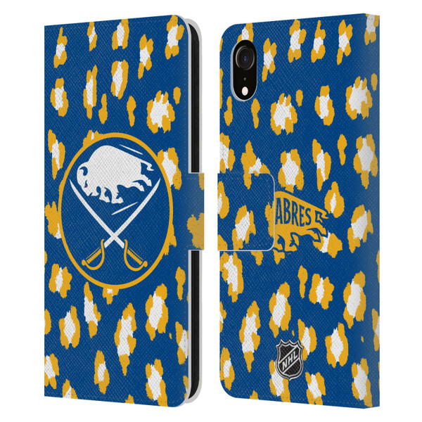 NHL Buffalo Sabres Leopard Patten Leather Book Wallet Case Cover For Apple iPhone XR