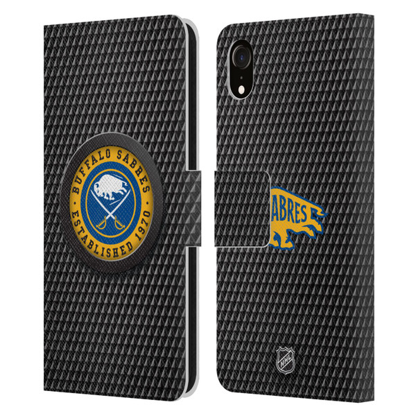 NHL Buffalo Sabres Puck Texture Leather Book Wallet Case Cover For Apple iPhone XR