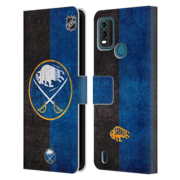 NHL Buffalo Sabres Half Distressed Leather Book Wallet Case Cover For Nokia G11 Plus