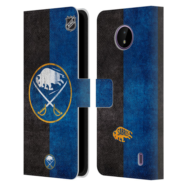 NHL Buffalo Sabres Half Distressed Leather Book Wallet Case Cover For Nokia C10 / C20