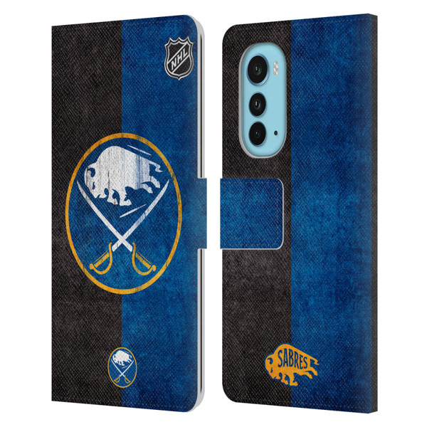 NHL Buffalo Sabres Half Distressed Leather Book Wallet Case Cover For Motorola Edge (2022)