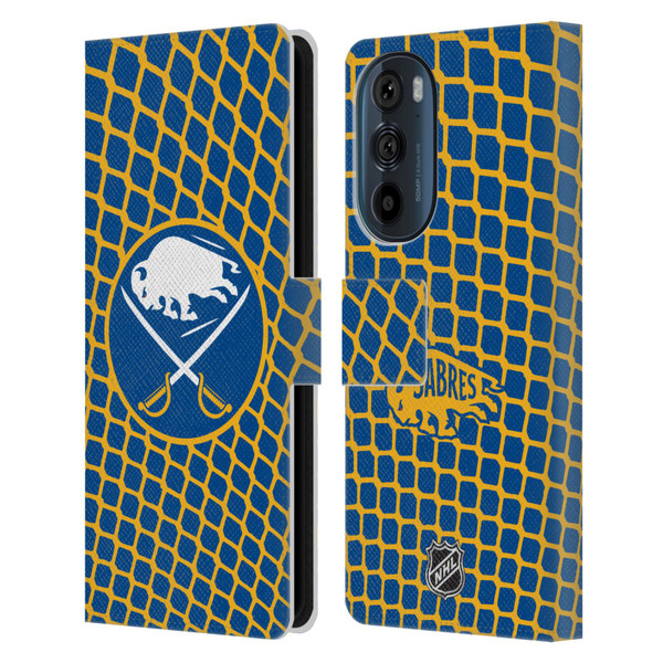 NHL Buffalo Sabres Net Pattern Leather Book Wallet Case Cover For Motorola Edge 30