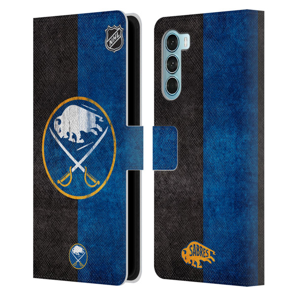 NHL Buffalo Sabres Half Distressed Leather Book Wallet Case Cover For Motorola Edge S30 / Moto G200 5G