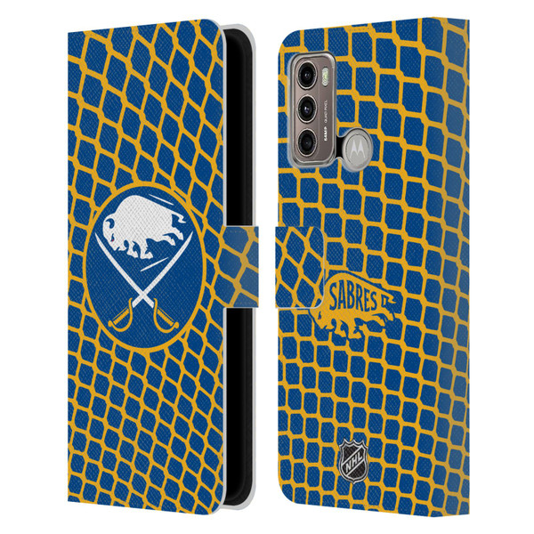 NHL Buffalo Sabres Net Pattern Leather Book Wallet Case Cover For Motorola Moto G60 / Moto G40 Fusion