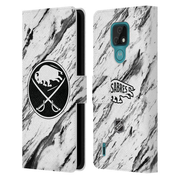 NHL Buffalo Sabres Marble Leather Book Wallet Case Cover For Motorola Moto E7