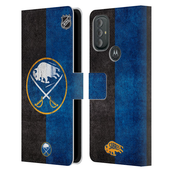 NHL Buffalo Sabres Half Distressed Leather Book Wallet Case Cover For Motorola Moto G10 / Moto G20 / Moto G30