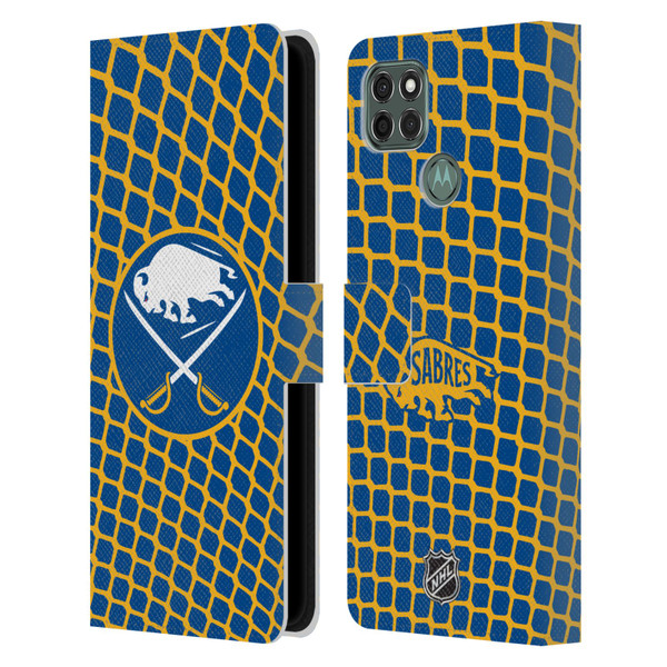 NHL Buffalo Sabres Net Pattern Leather Book Wallet Case Cover For Motorola Moto G9 Power