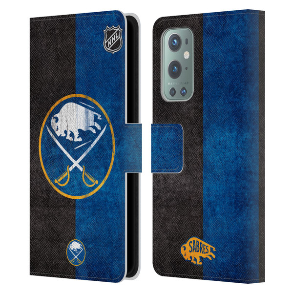 NHL Buffalo Sabres Half Distressed Leather Book Wallet Case Cover For OnePlus 9