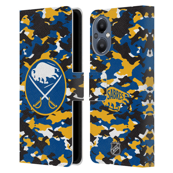 NHL Buffalo Sabres Camouflage Leather Book Wallet Case Cover For OnePlus Nord N20 5G