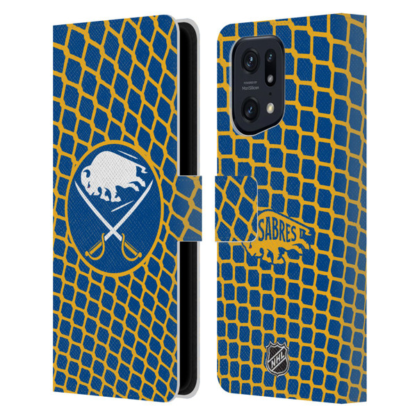 NHL Buffalo Sabres Net Pattern Leather Book Wallet Case Cover For OPPO Find X5 Pro
