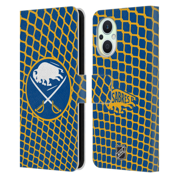 NHL Buffalo Sabres Net Pattern Leather Book Wallet Case Cover For OPPO Reno8 Lite