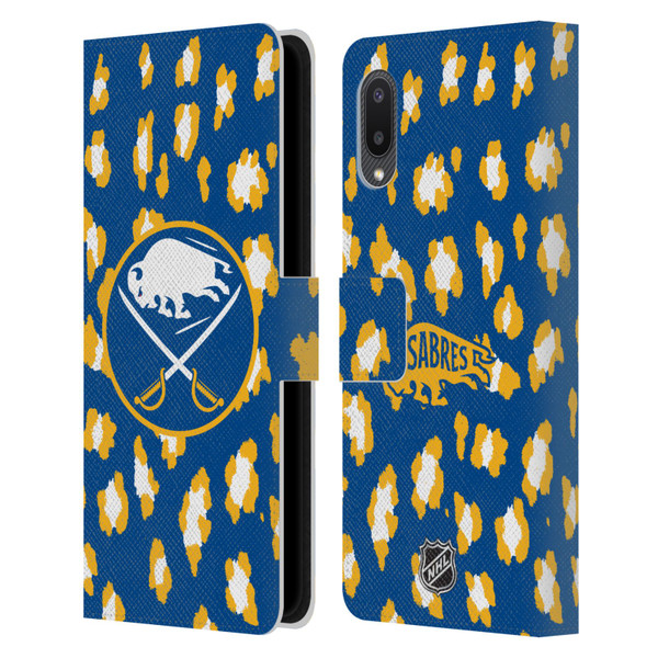 NHL Buffalo Sabres Leopard Patten Leather Book Wallet Case Cover For Samsung Galaxy A02/M02 (2021)