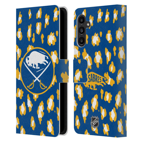 NHL Buffalo Sabres Leopard Patten Leather Book Wallet Case Cover For Samsung Galaxy A13 5G (2021)