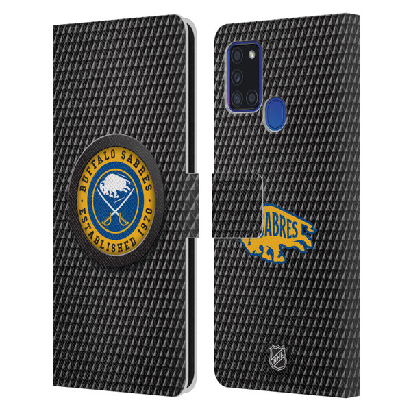 NHL Buffalo Sabres Puck Texture Leather Book Wallet Case Cover For Samsung Galaxy A21s (2020)