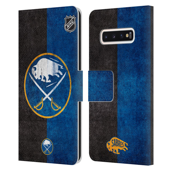 NHL Buffalo Sabres Half Distressed Leather Book Wallet Case Cover For Samsung Galaxy S10