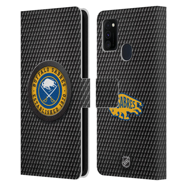 NHL Buffalo Sabres Puck Texture Leather Book Wallet Case Cover For Samsung Galaxy M30s (2019)/M21 (2020)