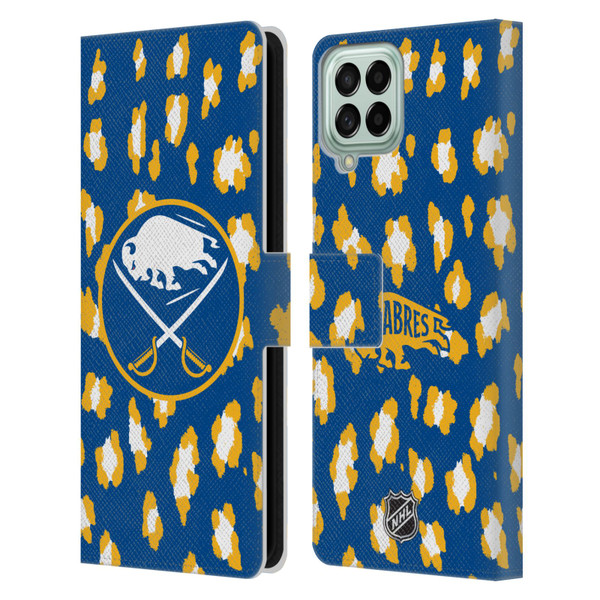 NHL Buffalo Sabres Leopard Patten Leather Book Wallet Case Cover For Samsung Galaxy M33 (2022)