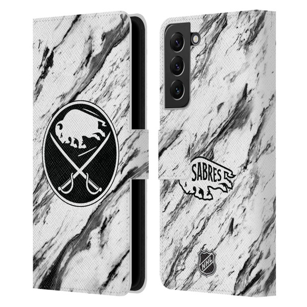 NHL Buffalo Sabres Marble Leather Book Wallet Case Cover For Samsung Galaxy S22+ 5G