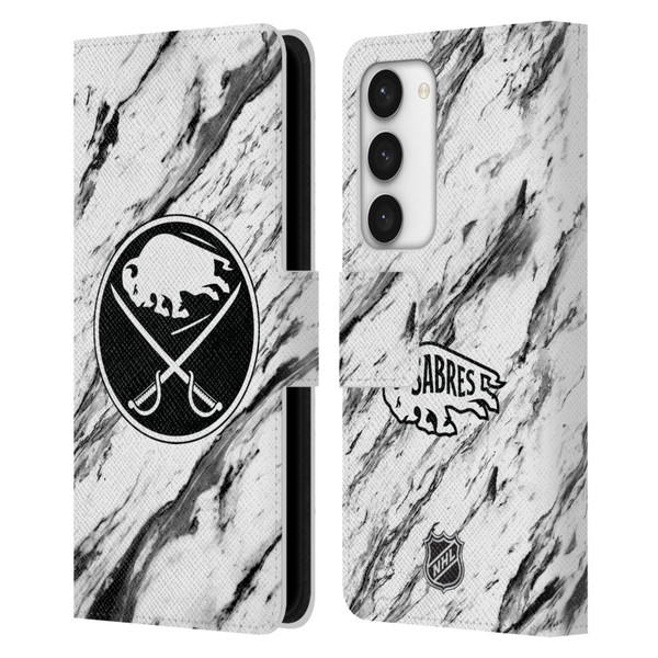 NHL Buffalo Sabres Marble Leather Book Wallet Case Cover For Samsung Galaxy S23 5G