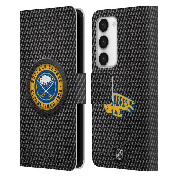 NHL Buffalo Sabres Puck Texture Leather Book Wallet Case Cover For Samsung Galaxy S23 5G