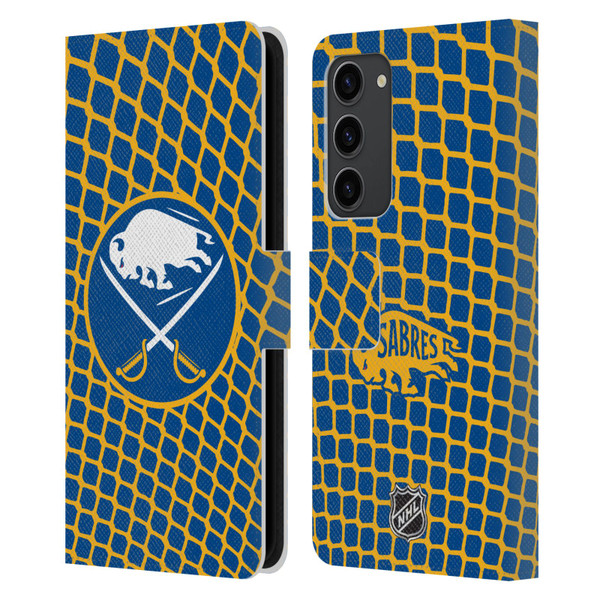 NHL Buffalo Sabres Net Pattern Leather Book Wallet Case Cover For Samsung Galaxy S23+ 5G