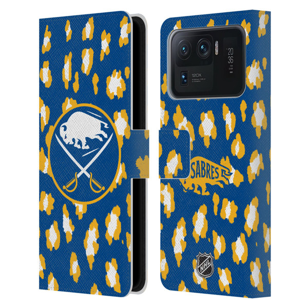 NHL Buffalo Sabres Leopard Patten Leather Book Wallet Case Cover For Xiaomi Mi 11 Ultra