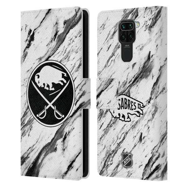 NHL Buffalo Sabres Marble Leather Book Wallet Case Cover For Xiaomi Redmi Note 9 / Redmi 10X 4G