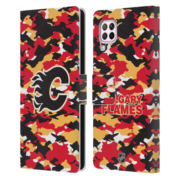 NHL Calgary Flames Camouflage Leather Book Wallet Case Cover For Huawei Nova 6 SE / P40 Lite