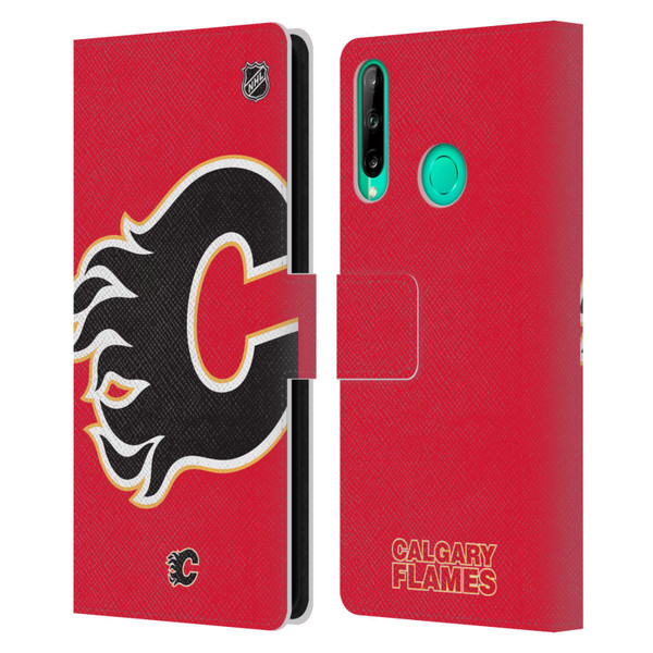 NHL Calgary Flames Oversized Leather Book Wallet Case Cover For Huawei P40 lite E