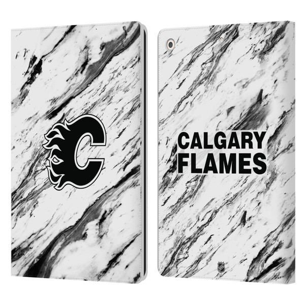NHL Calgary Flames Marble Leather Book Wallet Case Cover For Apple iPad 10.2 2019/2020/2021