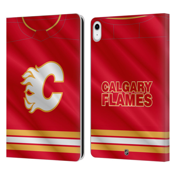 NHL Calgary Flames Jersey Leather Book Wallet Case Cover For Apple iPad 10.9 (2022)