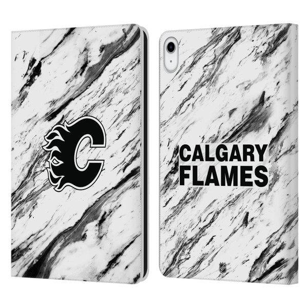 NHL Calgary Flames Marble Leather Book Wallet Case Cover For Apple iPad 10.9 (2022)