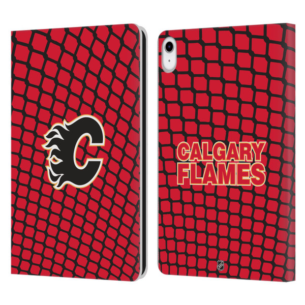 NHL Calgary Flames Net Pattern Leather Book Wallet Case Cover For Apple iPad 10.9 (2022)