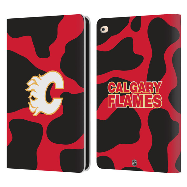 NHL Calgary Flames Cow Pattern Leather Book Wallet Case Cover For Apple iPad Air 2 (2014)