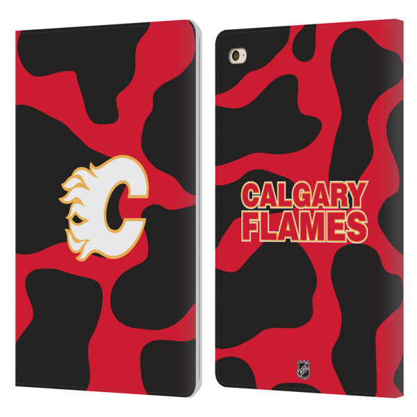 NHL Calgary Flames Cow Pattern Leather Book Wallet Case Cover For Apple iPad mini 4