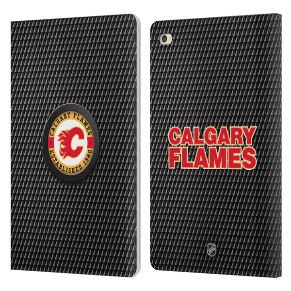 NHL Calgary Flames Puck Texture Leather Book Wallet Case Cover For Apple iPad mini 4