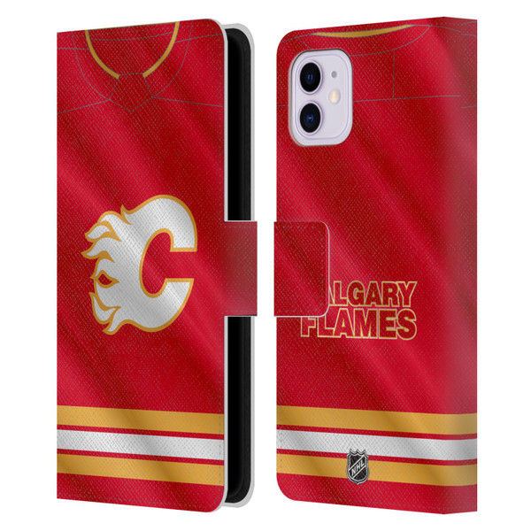 NHL Calgary Flames Jersey Leather Book Wallet Case Cover For Apple iPhone 11