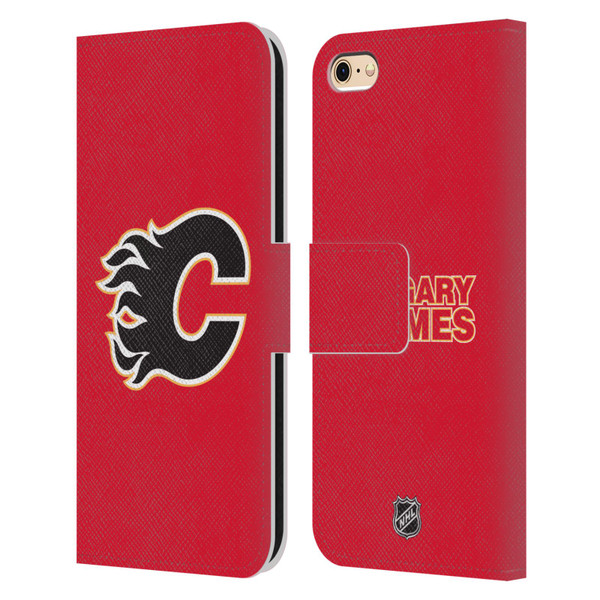 NHL Calgary Flames Plain Leather Book Wallet Case Cover For Apple iPhone 6 / iPhone 6s