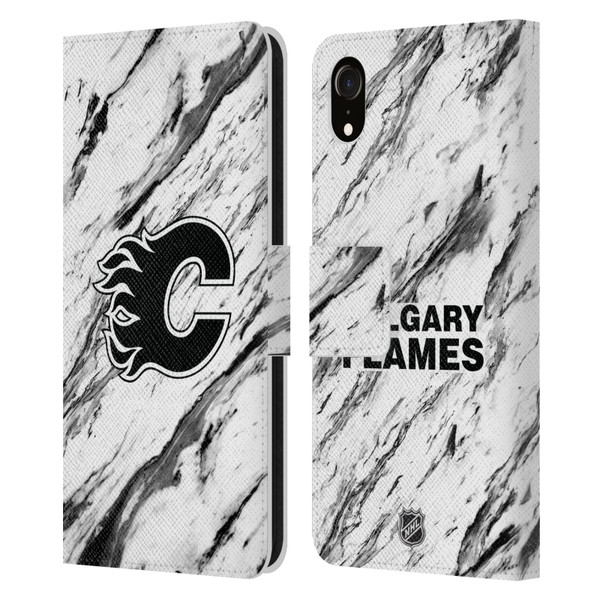 NHL Calgary Flames Marble Leather Book Wallet Case Cover For Apple iPhone XR