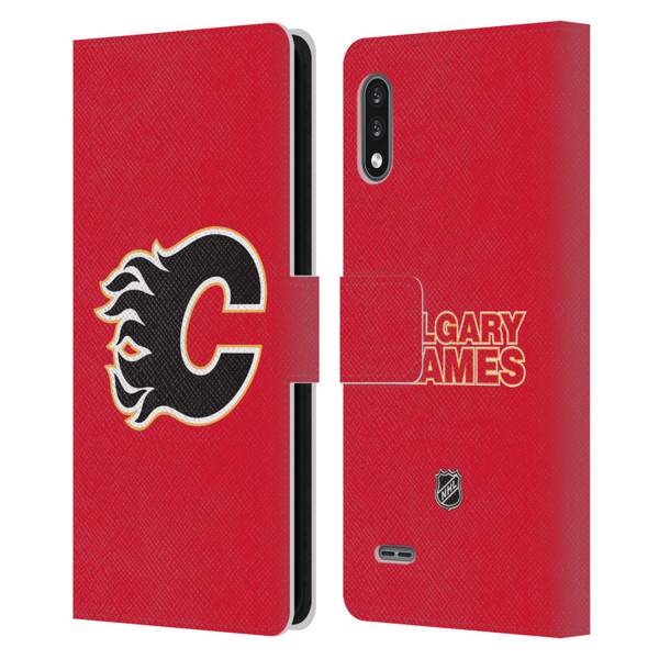 NHL Calgary Flames Plain Leather Book Wallet Case Cover For LG K22