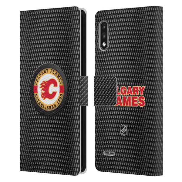 NHL Calgary Flames Puck Texture Leather Book Wallet Case Cover For LG K22