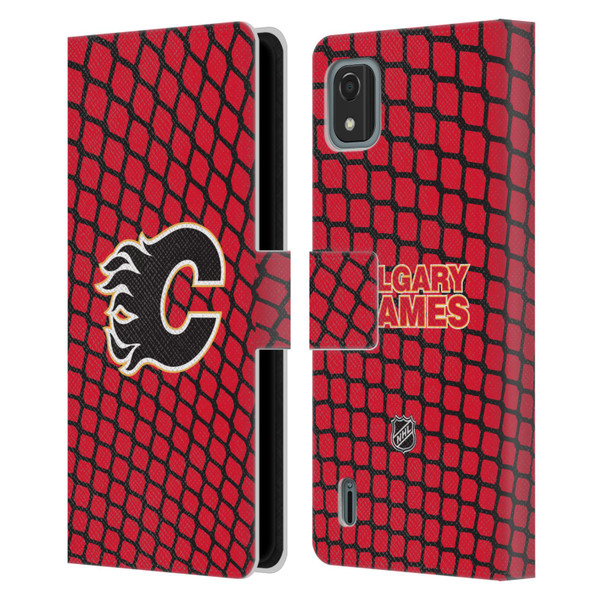 NHL Calgary Flames Net Pattern Leather Book Wallet Case Cover For Nokia C2 2nd Edition