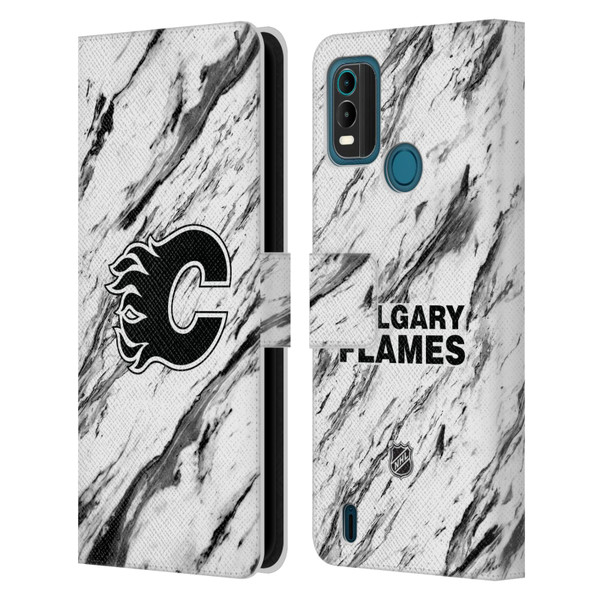 NHL Calgary Flames Marble Leather Book Wallet Case Cover For Nokia G11 Plus