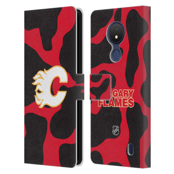 NHL Calgary Flames Cow Pattern Leather Book Wallet Case Cover For Nokia C21