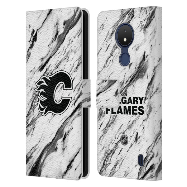 NHL Calgary Flames Marble Leather Book Wallet Case Cover For Nokia C21